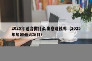 2025年适合做什么生意赚钱呢（2025年加盟最火项目）
