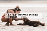 怎么一个月可以赚2万块钱呢（有什么办法一个月能赚2万）