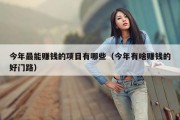 今年最能赚钱的项目有哪些（今年有啥赚钱的好门路）