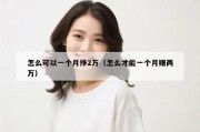 怎么可以一个月挣2万（怎么才能一个月赚两万）