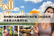 农村做什么最赚钱的十大行业（2025年农村未来10大暴利行业）