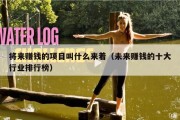 将来赚钱的项目叫什么来着（未来赚钱的十大行业排行榜）