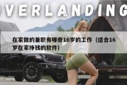 在家做的兼职有哪些16岁的工作（适合16岁在家挣钱的软件）