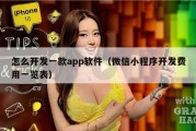 怎么开发一款app软件（微信小程序开发费用一览表）