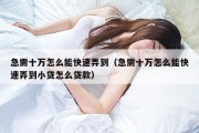 急需十万怎么能快速弄到（急需十万怎么能快速弄到小贷怎么贷款）