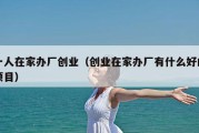 一人在家办厂创业（创业在家办厂有什么好的项目）