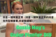 抖音一键恢复正常（抖音一键恢复正常的抖音文件在哪里看,抖音极速版）