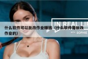 什么软件可以批改作业赚钱（什么软件是批改作业的）