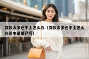 贷款太多还不上怎么办（贷款太多还不上怎么办能申请破产吗）