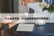 个人创业项目（个人创业项目可行性报告）