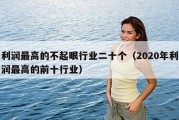 利润最高的不起眼行业二十个（2020年利润最高的前十行业）