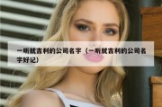 一听就吉利的公司名字（一听就吉利的公司名字好记）