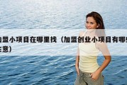 加盟小项目在哪里找（加盟创业小项目有哪些生意）