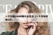 一个月赚20000有什么方法（一个月如何挣2万）