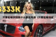 只要能赚到钱做什么都无所谓（只要能赚钱就行）